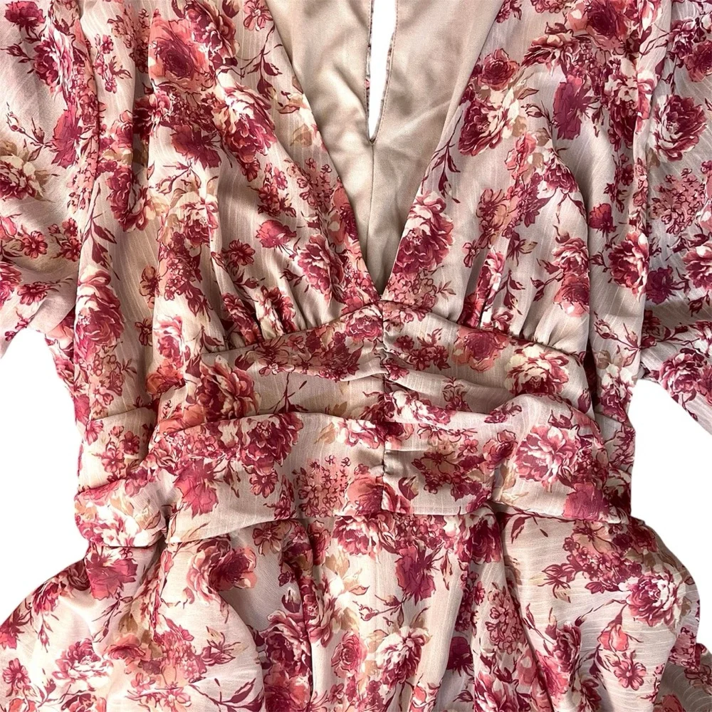 Arula Dress Size C Plus 3X Soft Girl Coquette Cottage Boho Floral Smocked Pink - Picture 4 of 10